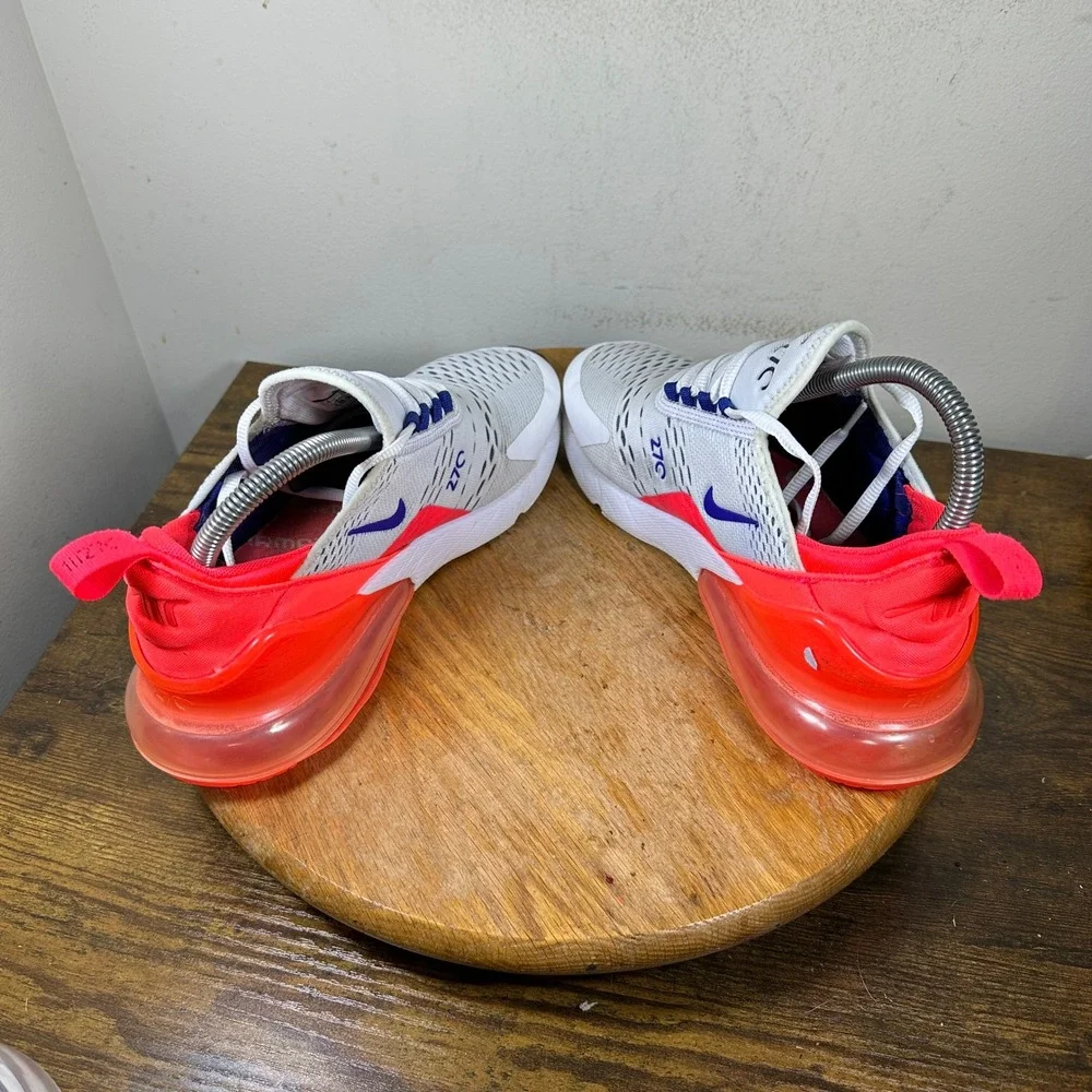 Nike Air Max 270 Womens 8 White Ultramarine Solar Red AH6789-101 Running Shoes